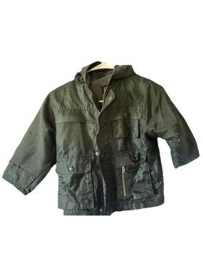 Vintage GAP Kids XS Green Nylon Utility Jacket Fleece Lined Gorpcore Field Coat